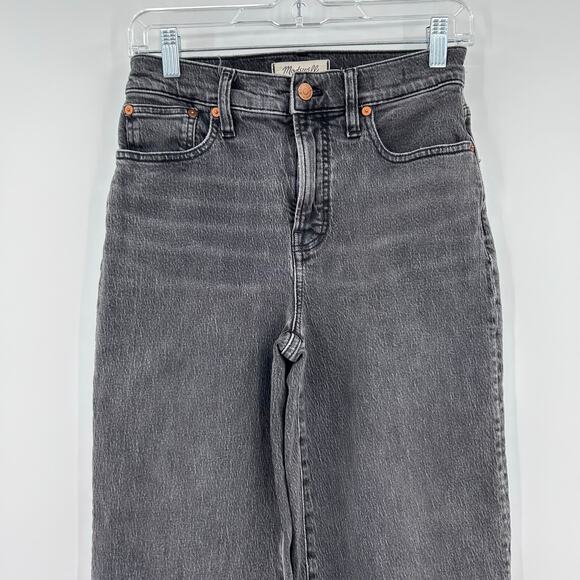 Madewell The Perfect Vintage Wide Leg Crop Jeans Gray Wash Raw Hem Womens Sz 25 - Picture 4 of 11